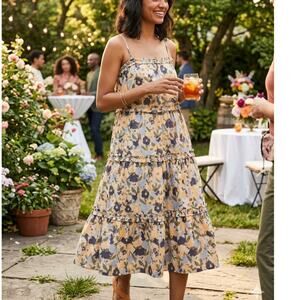 Rails Caralyn Mod Floral Tiered Mini Dress Size Small White Multi EUC